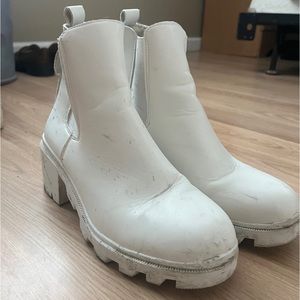 White Platform Chelsea boots